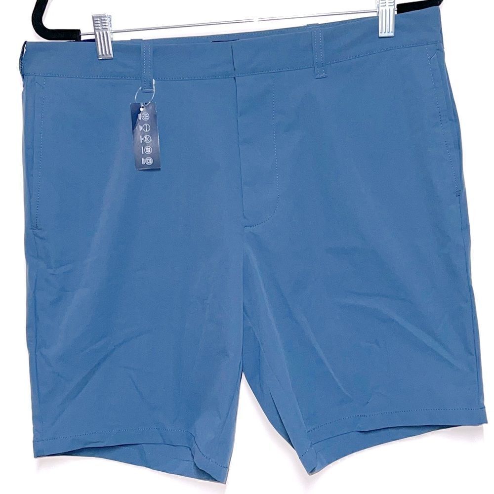 NWT J Crew Flat Front Tech Shorts Ocean Blue Mens Sz 34 W